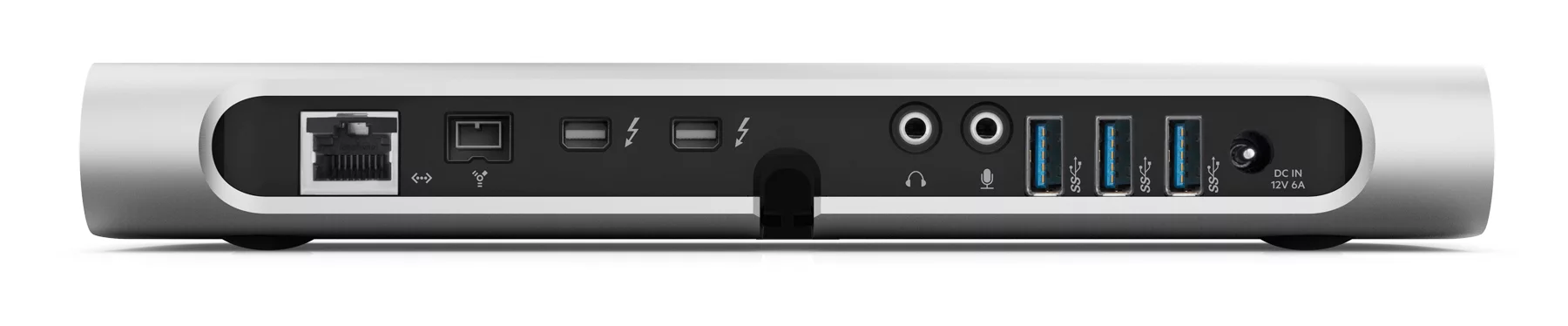 The rear ports of Belkin's Thunderbolt Express Dock