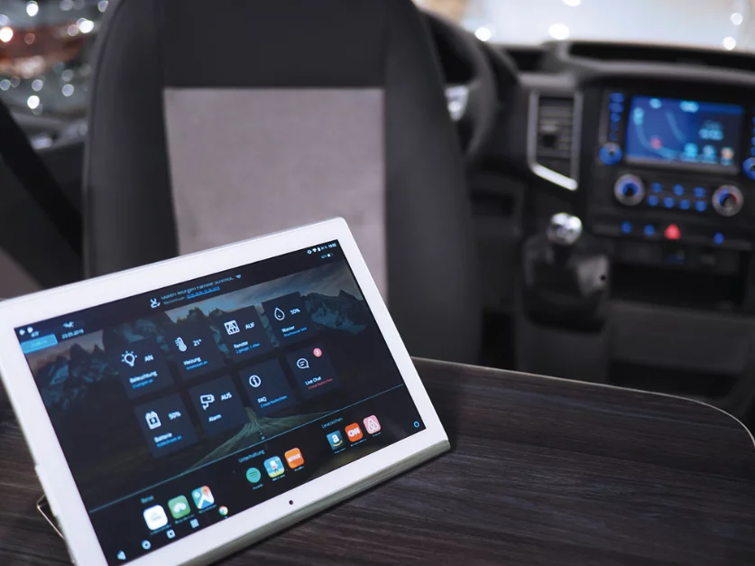 Camperliebe's control tablet provides monitoring and control of critical camper van systems