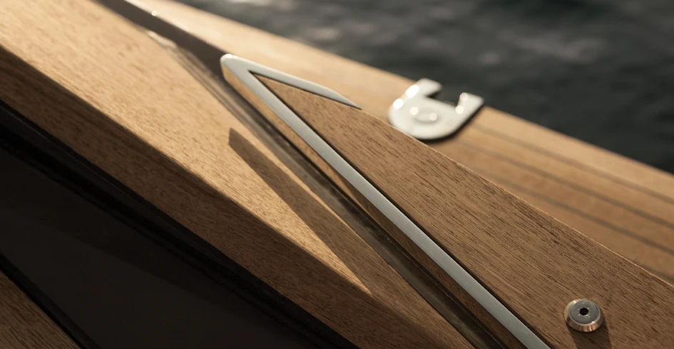 The boat features wooden craft work throughout
