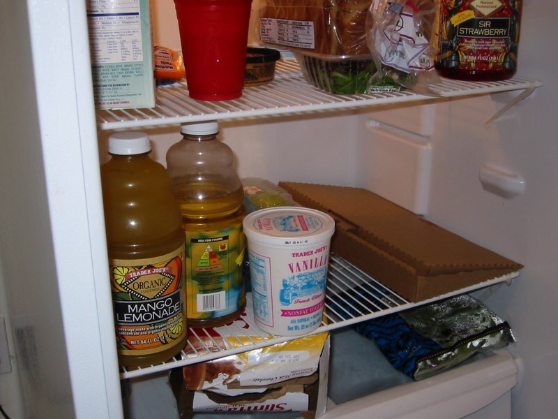 Green Box folded up to act as a storage container and put in the fridge