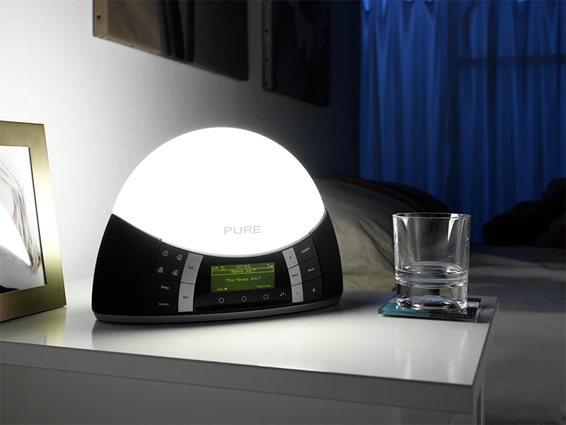 Pure has claimed the crown for the world's first sunrise simulator and digital radio combination - the Twilight Bedside Digital and FM Radio with Mood and Wake-up Light