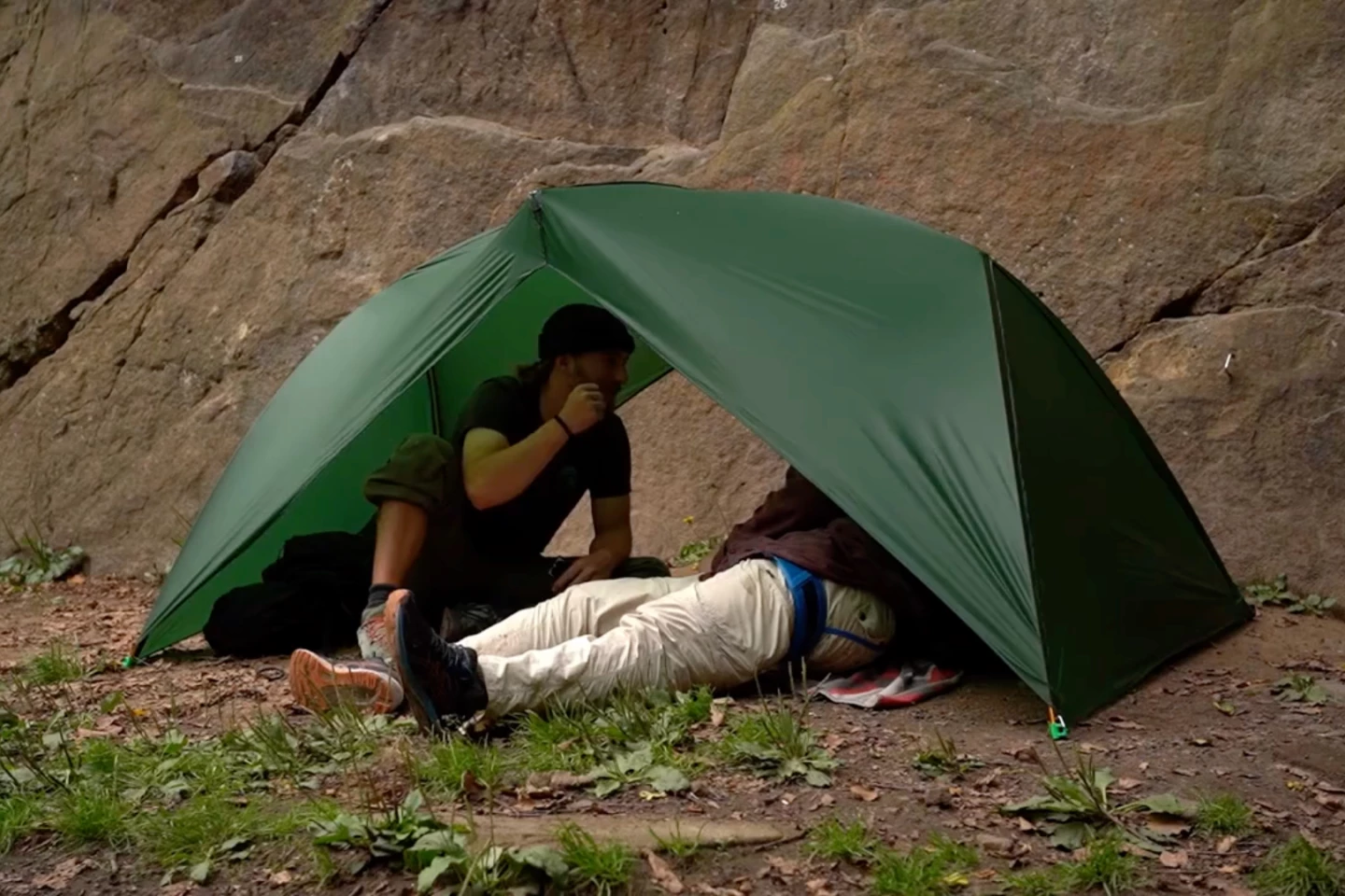 Both the tent (pictured here without its floor) and the hammock are available in color choices of green and orange