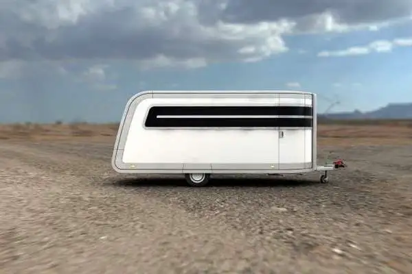 Odorico Pordenone expandable trailer by Jakub Novak - wings folded, side view