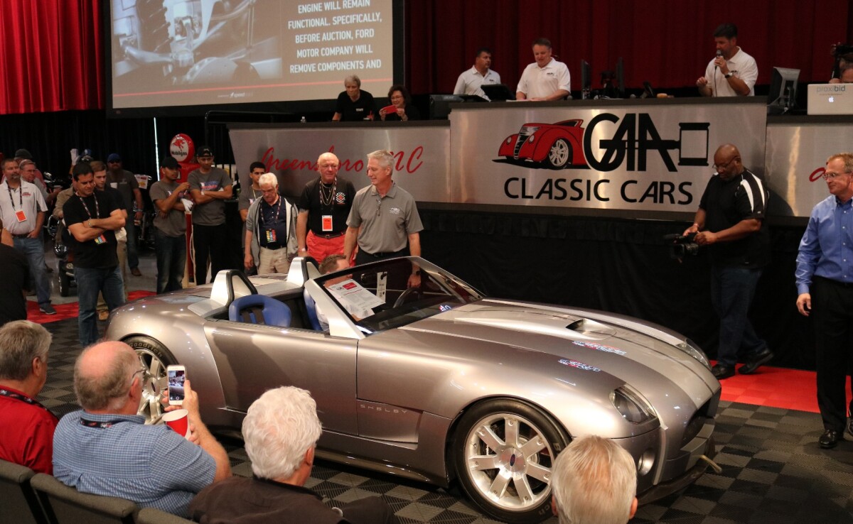 This Shelby Cobra Concept Car was built by Ford in 2004, but never saw production. It was sold by GAA Classic Cars Auctions in Greensboro, North Carolina for $825,000 on November 5, 2017 with all proceeds going to the restoration of Fair Lane, the 1915 estate of Henry and Clara Ford in Dearborn, Michigan. Though this car was sold some 13 years after it was built, it was new and unused.