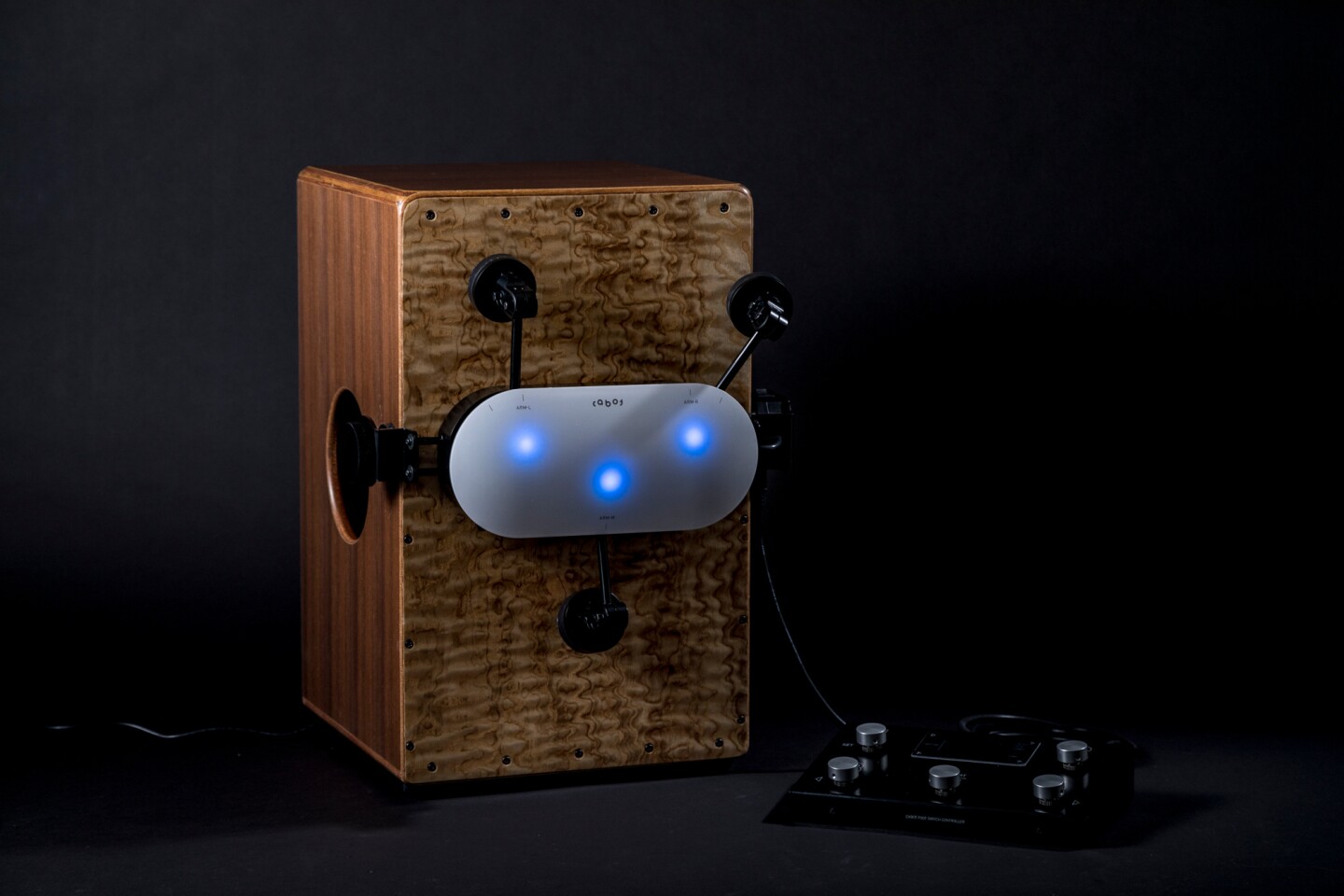 Cajon playing beatbot bashes out rhythms for solo performers