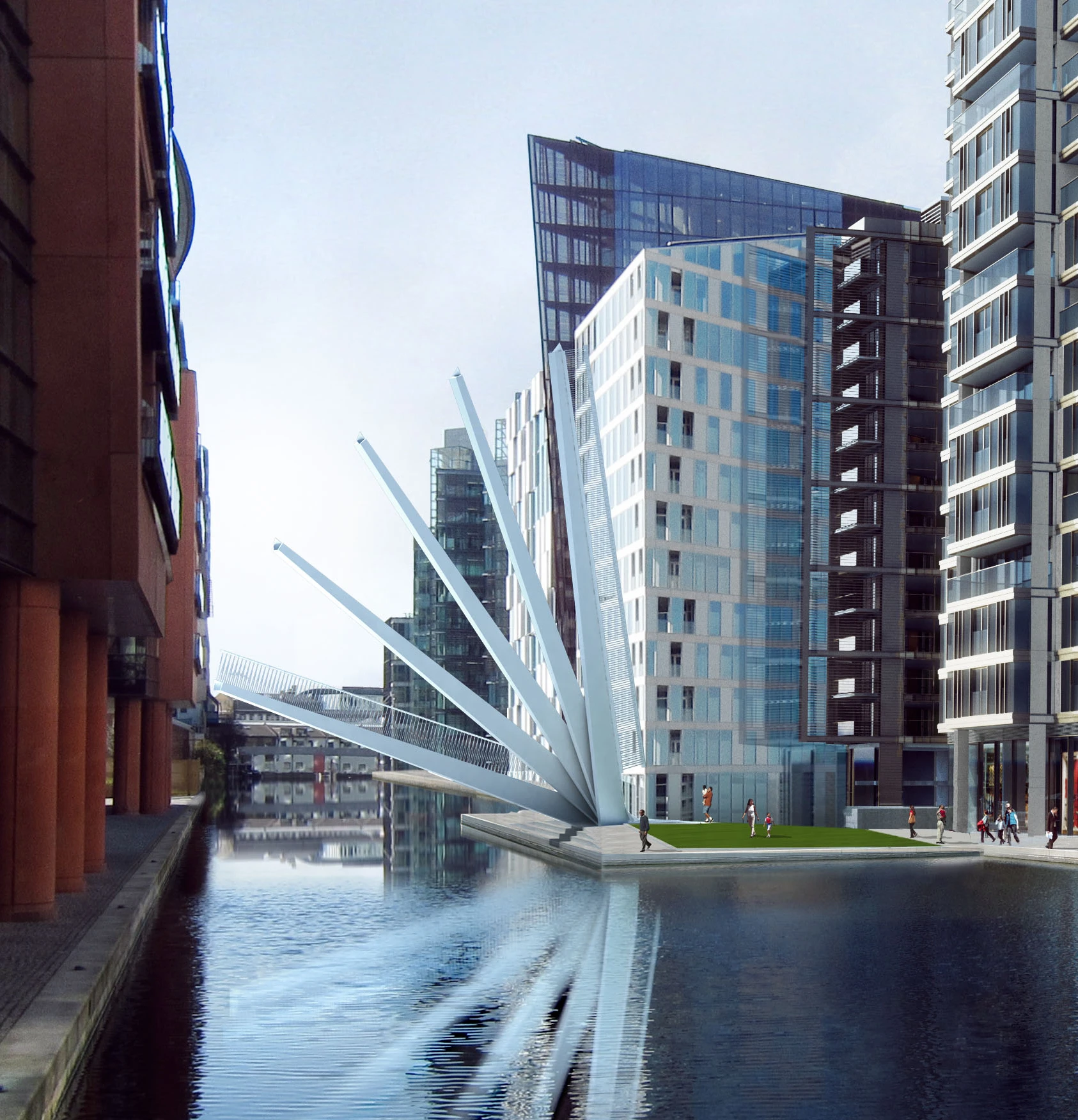 Knight Architects' Merchant Square Bridge raises like a traditional Japanese fan (Image: Knight Architects)