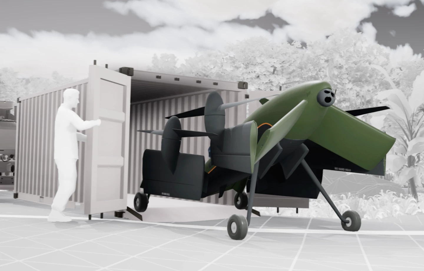Folding wings allow the Strix to fit inside a container