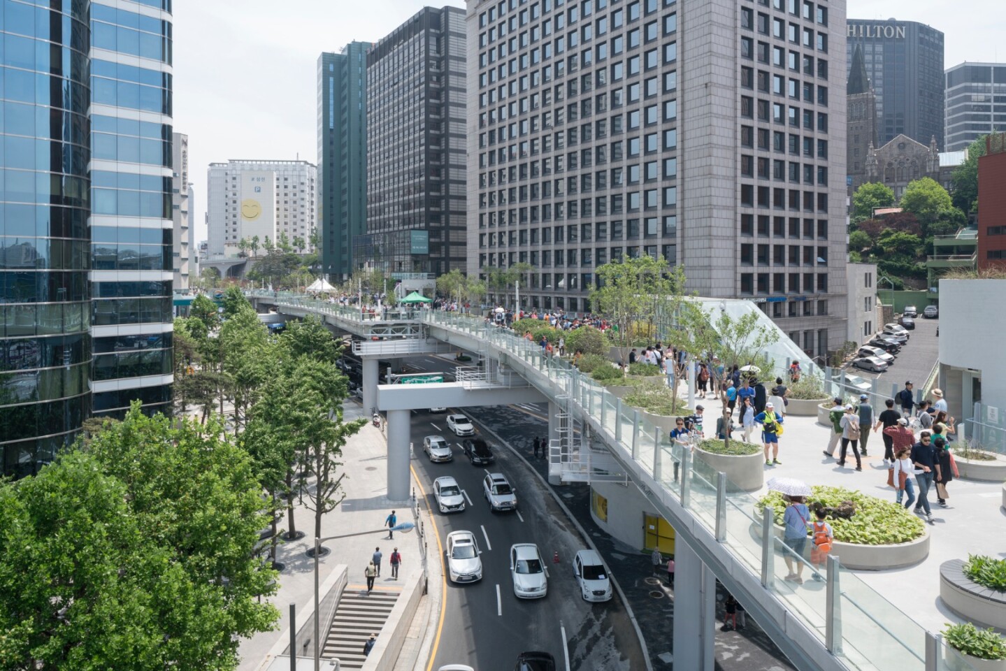 Rather than just leave the former highway as a kind of marooned walkway, MVRDV sensibly added a network of bridges and stairs