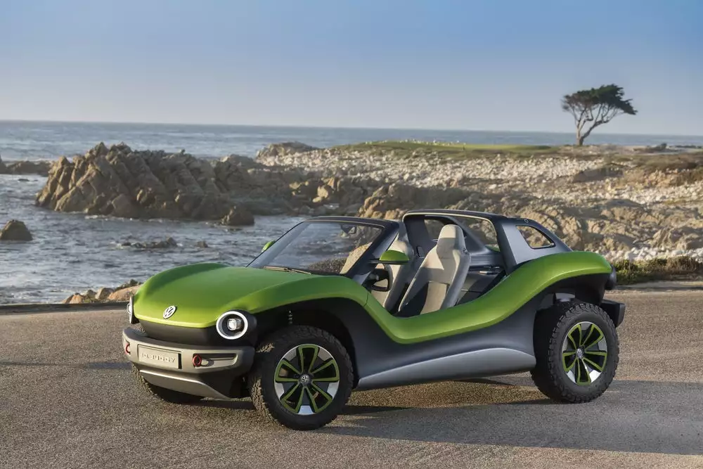 The VW ID. Buggy features an electric motor built onto the rear axle and works with a single-speed gearbox to create 201 horsepower and maximum torque of 228 lb-ft