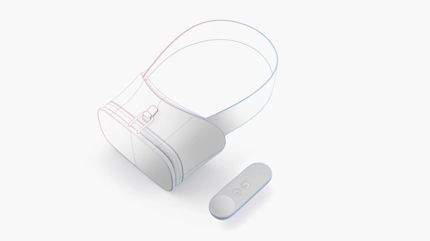 Google's reference design for a Daydream headset and (lone) controller