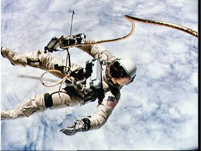 Ed White making the first American spacewalk