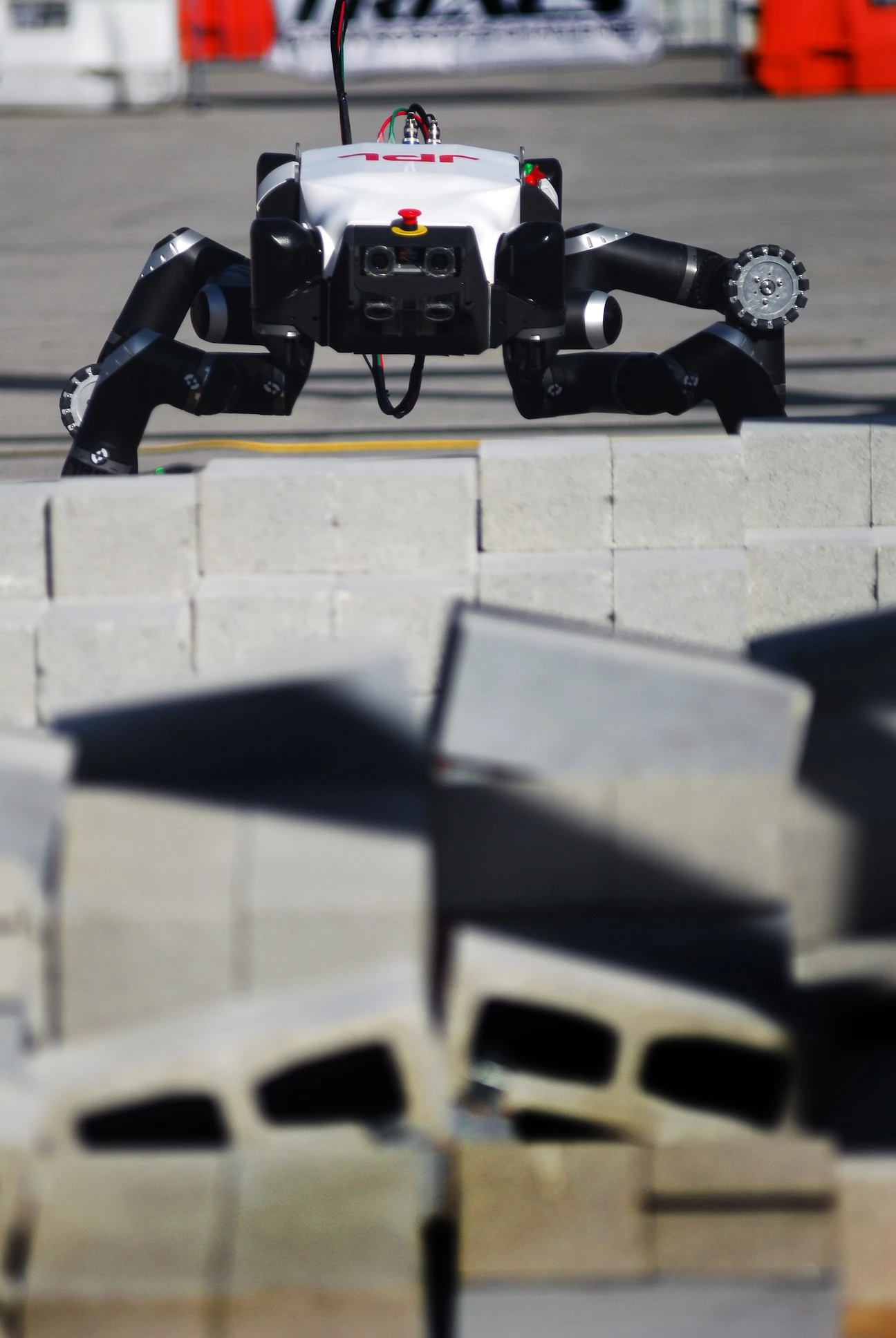 RoboSimian on the breeze blocks