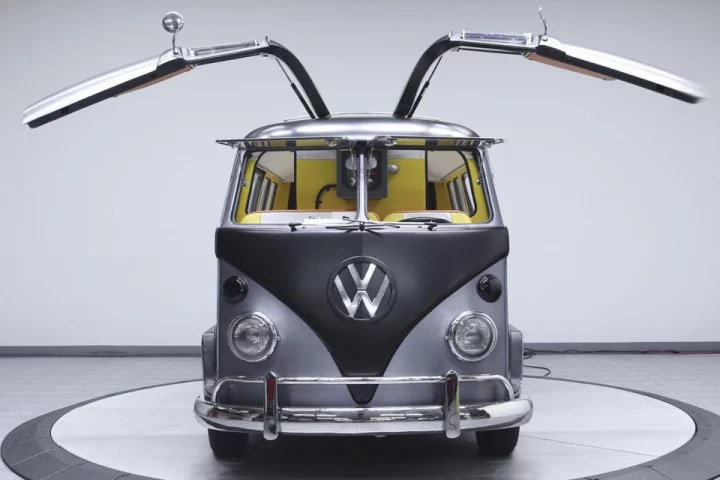 The Volkswagen Kombi complete with DeLorean-like gull-wing doors