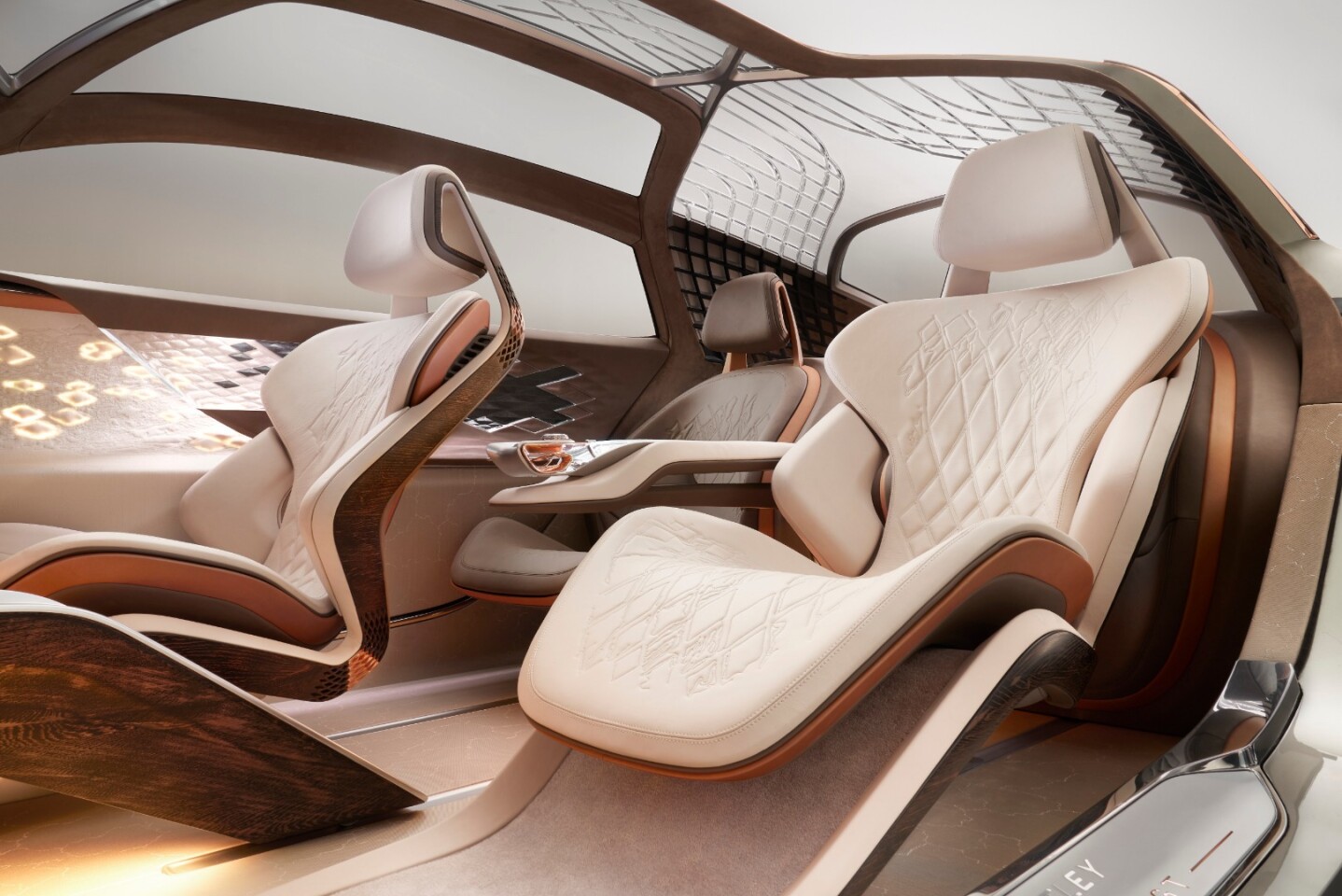 Bentley relies on sustainable materials like river wood and synthetic leather crafted from wine-making byproduct
