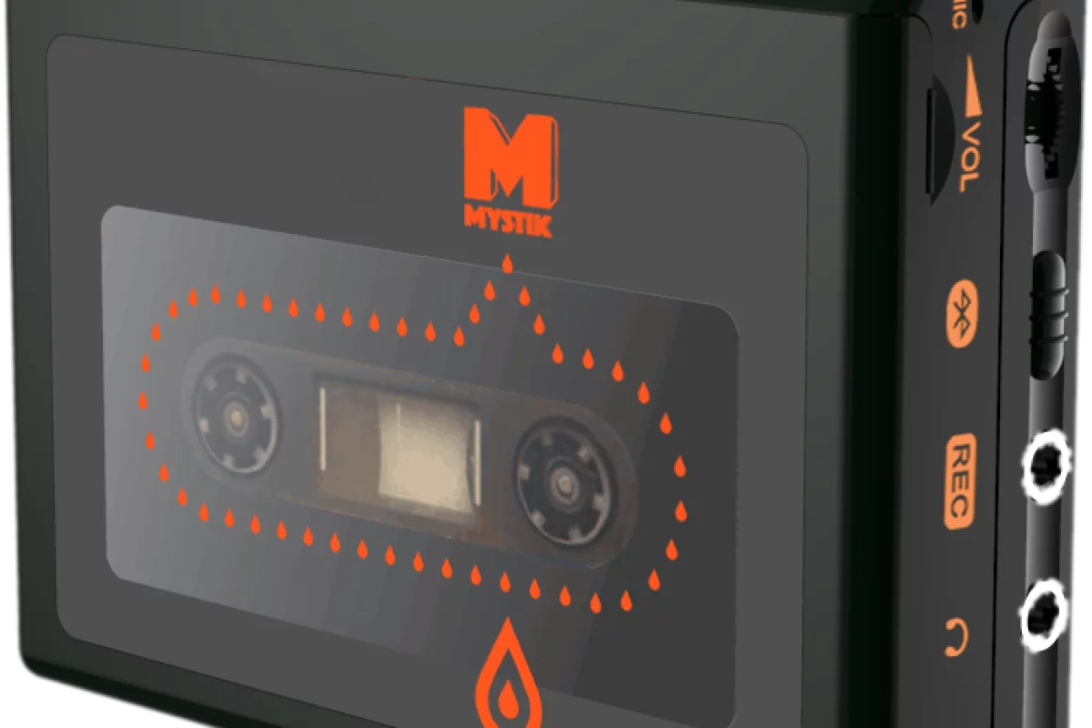 A modern take on the portable audio cassette player of old, the Mystik features a rechargeable battery and Bluetooth 5.0