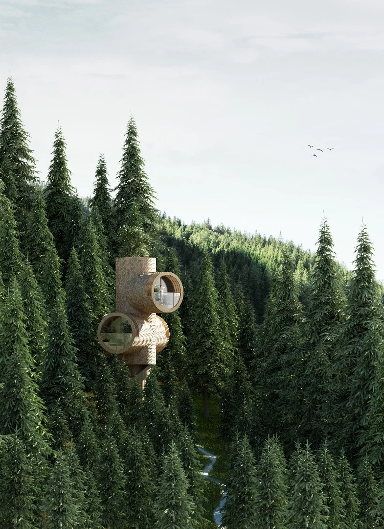 The Bert will feature a vertical tower-like design that is made from wood as standard but can also be made from steel