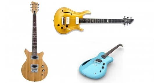 Green guitars: Babusa (left), Flax (top) and MADA (bottom right)