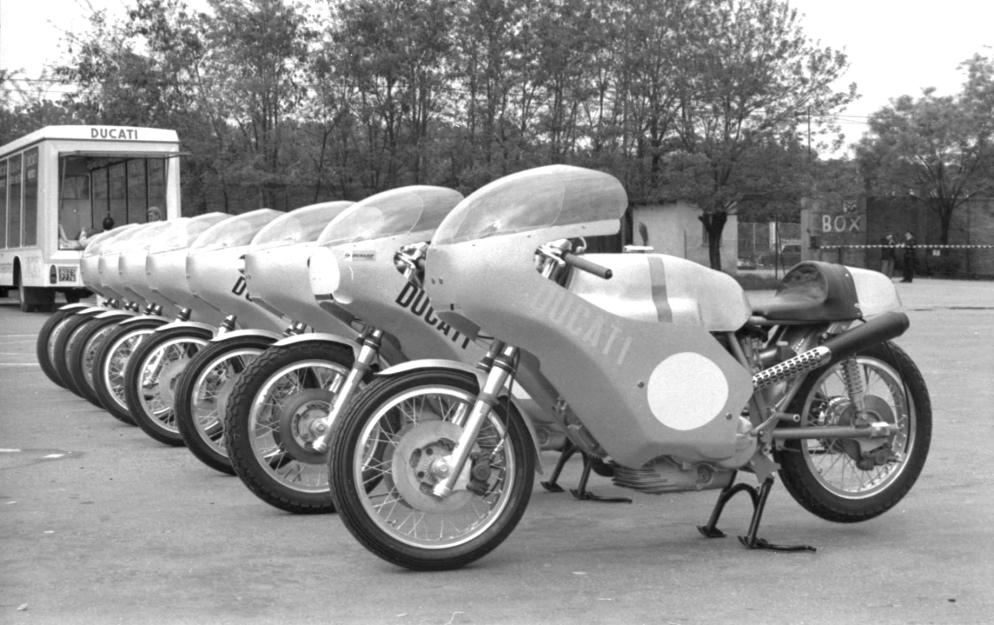 Cycle World Editor Phil Schilling took this photo on "Day 0" of the Ducati legend. The day Ducati rolled up for its first big time race and finished 1-2 against the best in the world. The bike going to auction is in this picture.