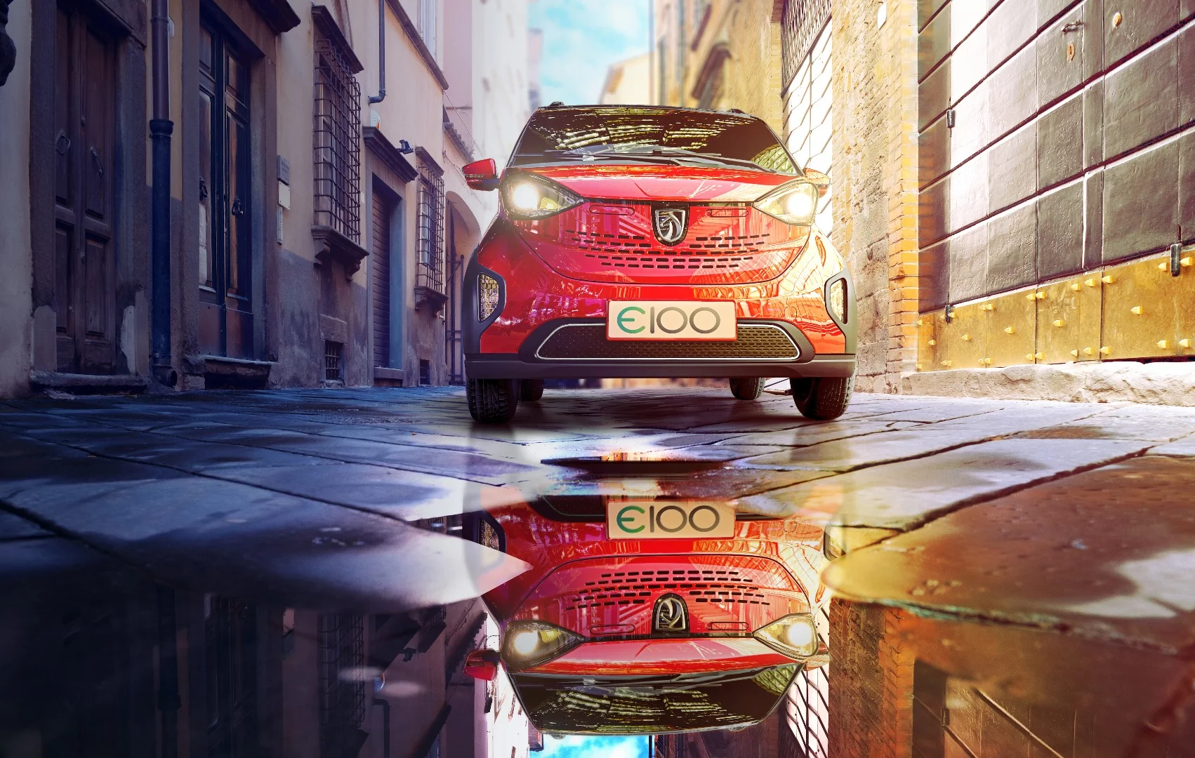 The E100 is smaller than a Smart ForTwo