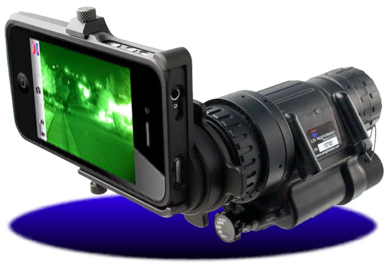 The Night Vision iPhone Adapter connects night vision scopes and iPhone 4 models