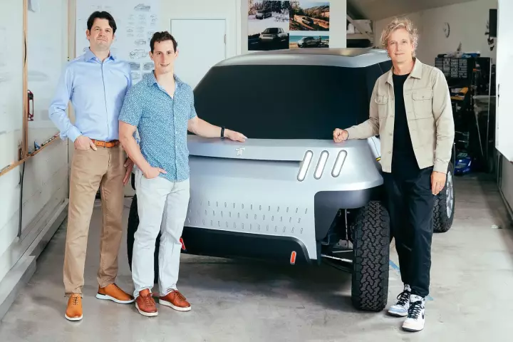 Company co-founders Jason Marks and Forrest North (left) with designer Yves Béhar (right) of Fuseproject