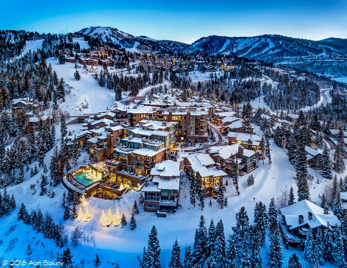 A People's Choice winner. Low-level aerial view of the Stein Eriksen Residences at Deer Valley Resort