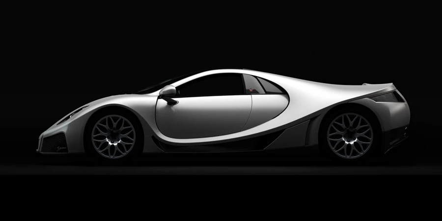 A side view in white shows off the swoopy details of the GTA Spano