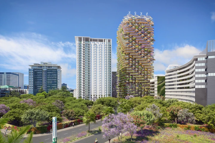 The Rainbow Tree would rise to a height of 115 m (377 ft)