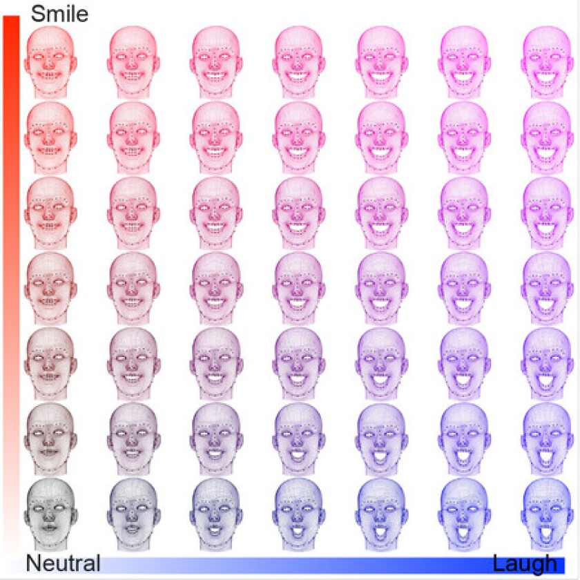 Some of the different facial markers tracked by the system