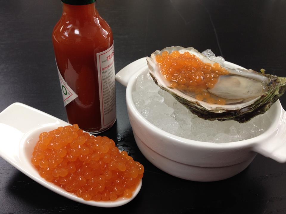 Tabasco pearls made with the Spherificator