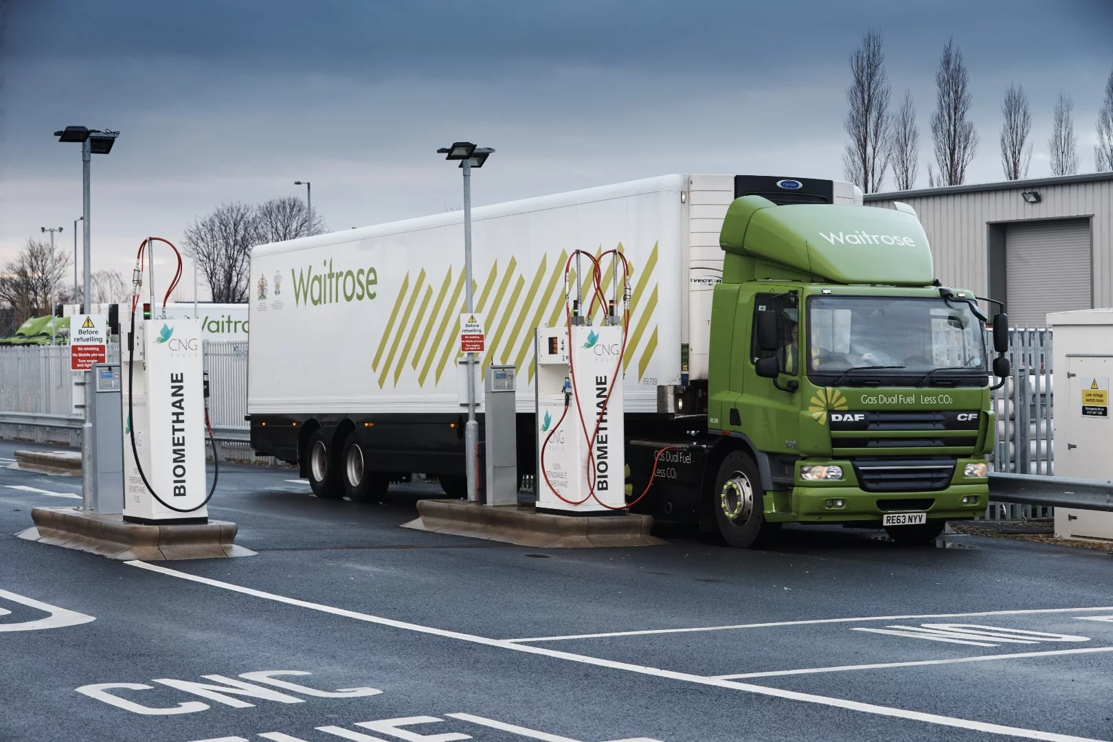 The Scania trucks being used by Waitrose use carbon fiber fuel tanks