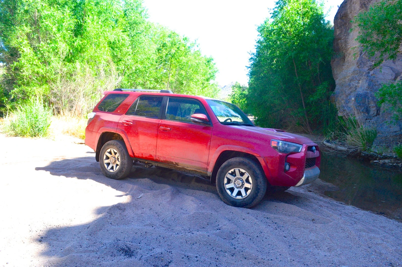 We got about a mile into this track before realizing that we had no map, no phone service and a dwindling supply of food and water, so we turned around and headed back to the highway after navigating a couple of rough patches