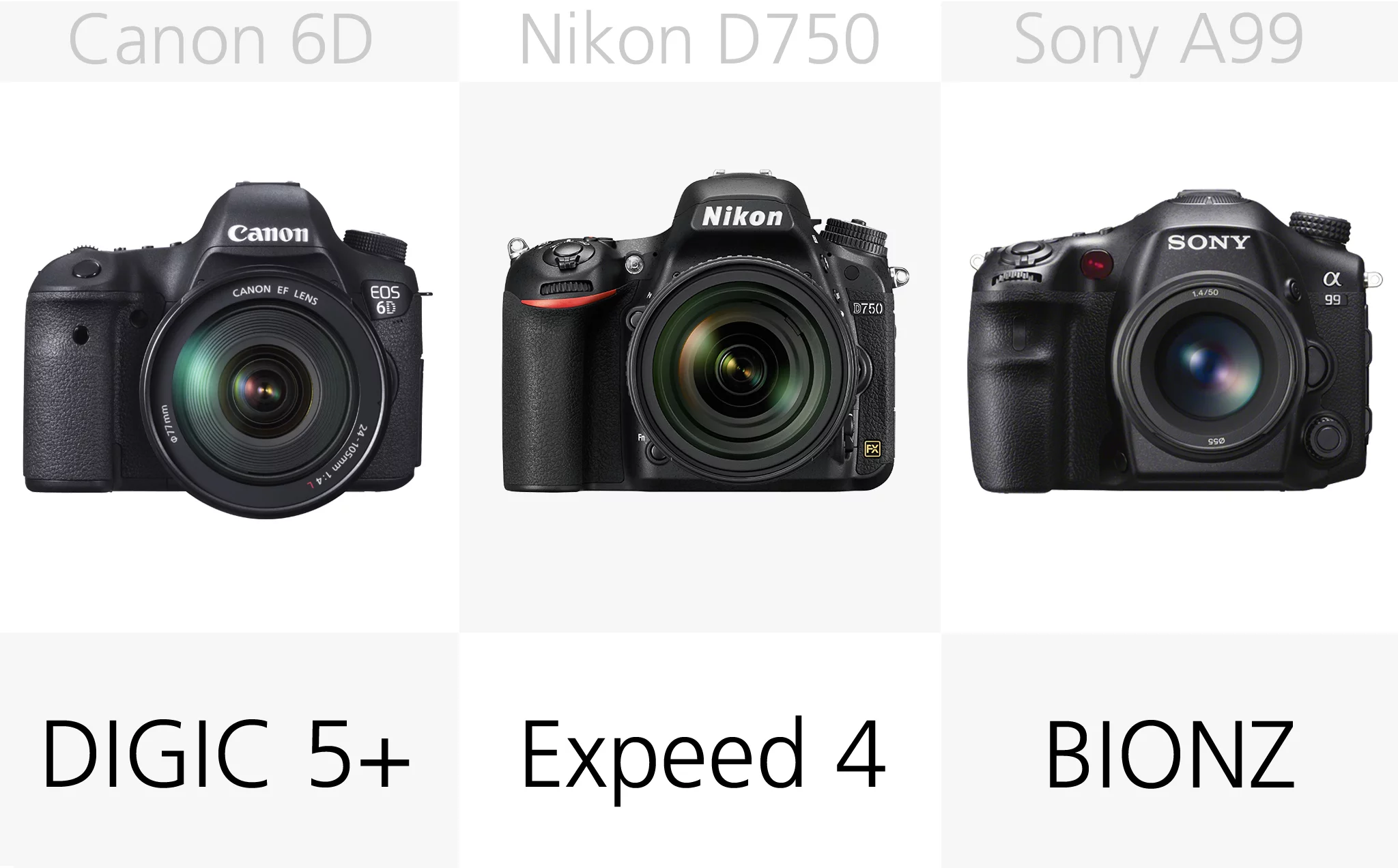 Each of the DSLR manufacturers uses its own processors, which makes it hard to draw comparisons between them