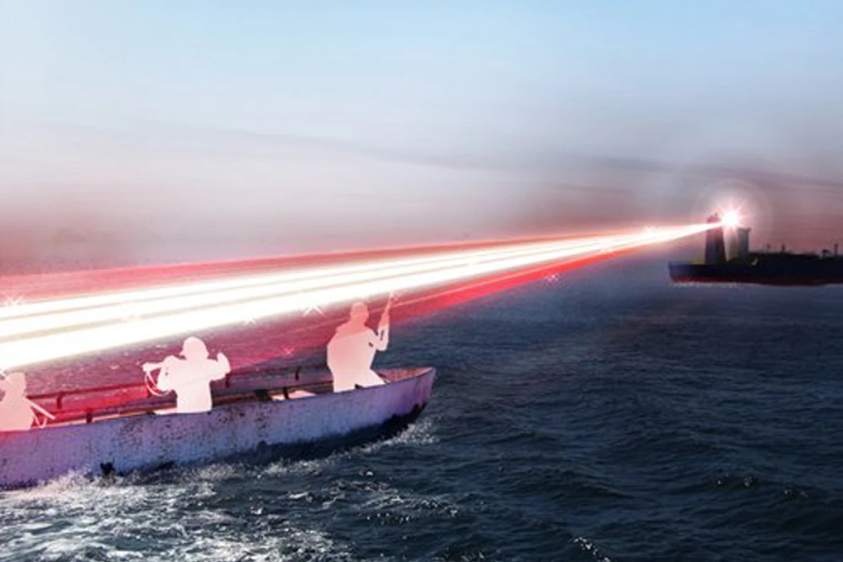 The non-lethal laser disorients pirates without any permanent damage