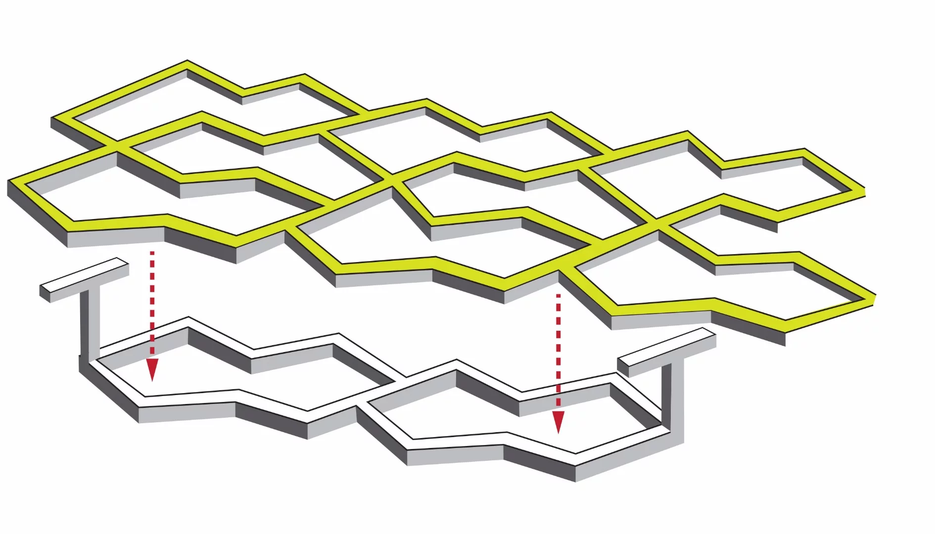 T-shaped posts allow layers of a scaffold for growing heart tissue to join together like Velcro