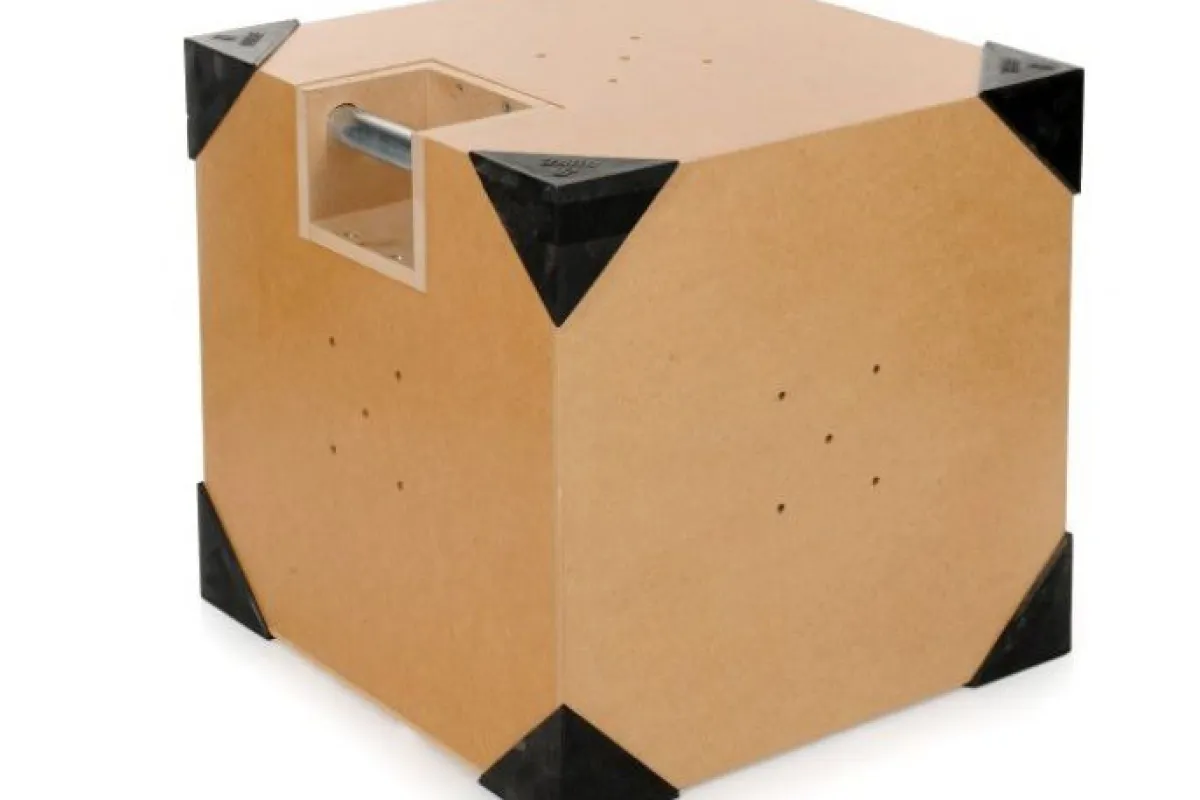 The DUBE is a specially-constructed wooden box that serves as a percussive musical instrument