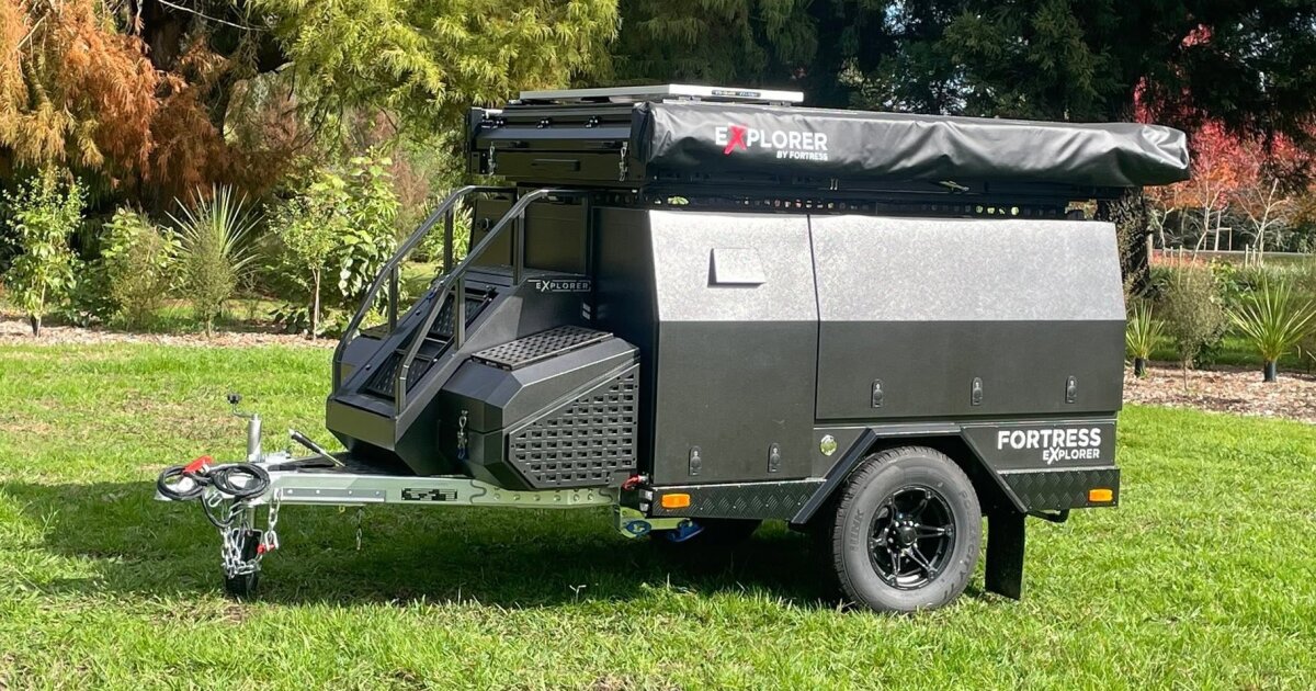 Unbreakable lockbox camper opens into cozy backwoods fortress