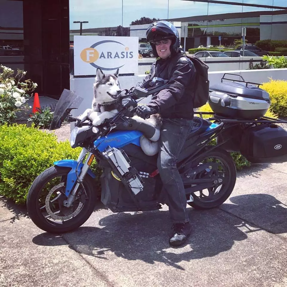 Terry and Charger at the offices of battery specialists Farasis