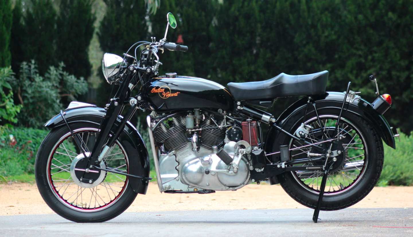 In 2017, Bonhams' auction in Las Vegas featured an extreme rarity, a 1949 Indian-Vincent prototype that might have changed the two-wheeled world if history had run a slightly different course. The bike had been taken to Australia by Vincent designer Phil Irving after the merger had failed, but it might have been ground-breaking if Indian hadn't gone out of business before the initiative got any buy-in. The stillborn cooperation between the great British marque Vincent and the great American marque Indian was captured perfectly in this one-off, and in Vegas 2017, it was expected to sell between $250,000 and $300,000. Bidding started at $100,000 but only reached $180,000. The whole process was repeated in 2018, this time at Mecum and this time the bidding only reached $145,000, suggesting that the seller's expectations and those of potential buyers are a long way apart.