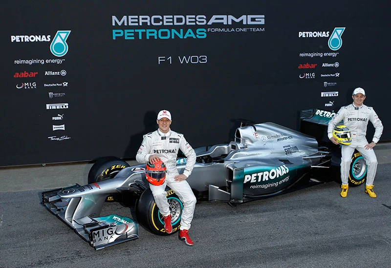 Michael Schumacher and the 2012 Mercedes AMG Petronas F1 car