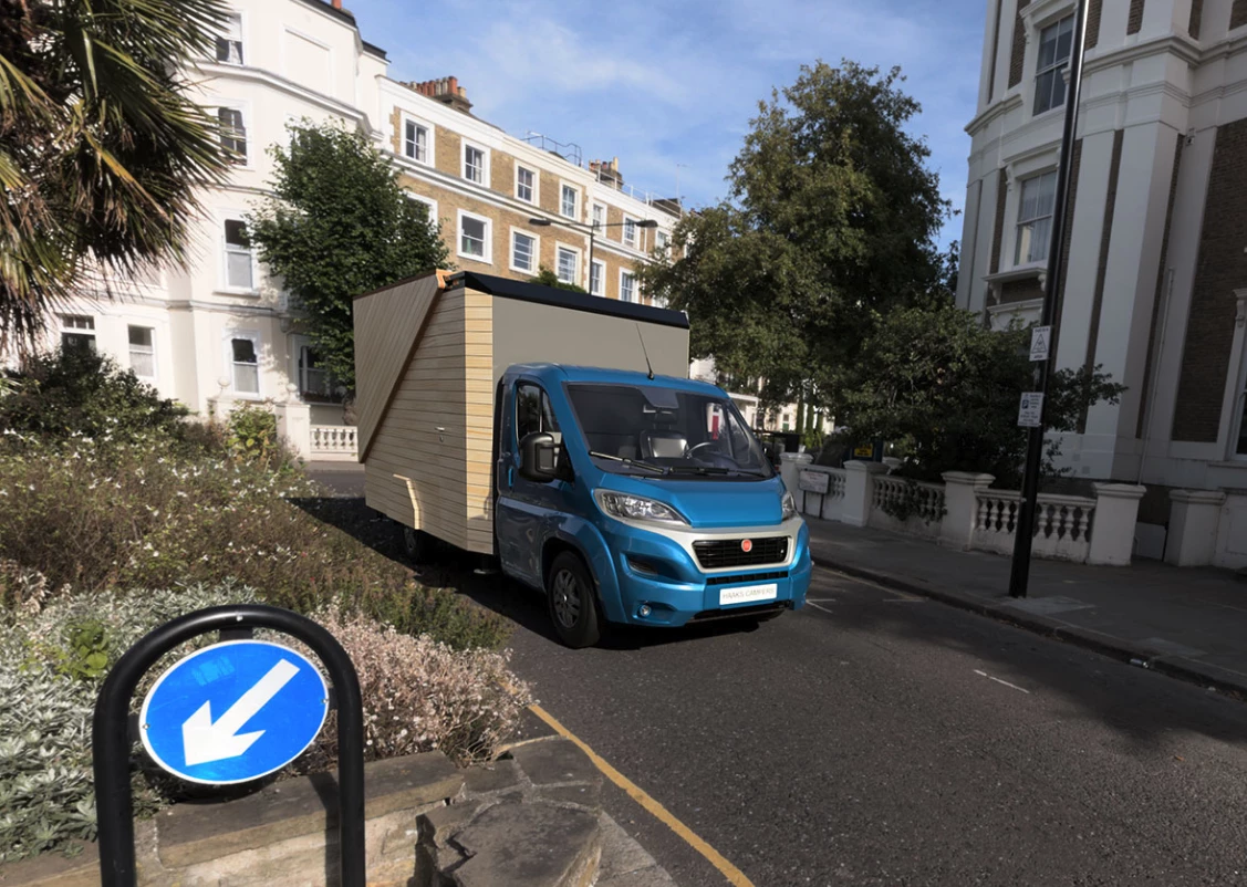 The Haaks Opperland navigates tight streets on its way to camp