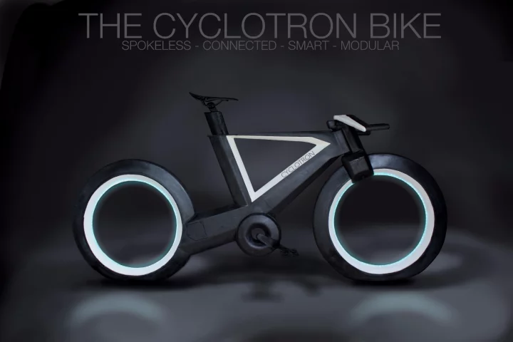 The Cyclotron features spokeless wheels with Tron-like lighting