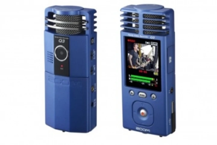 The Q3 Handy Video Recorder records video and stereo sound via two built-in condenser microphones
