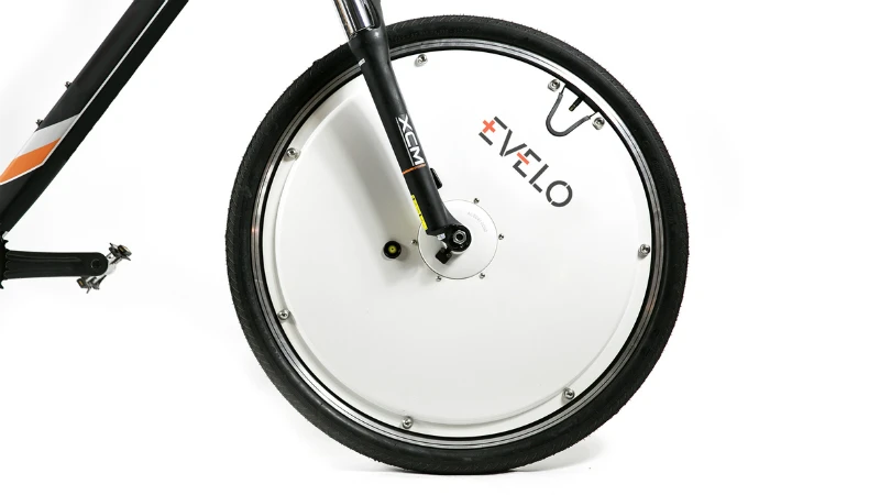 The Evelo Omni Wheel is an electrified wheel that can be installed on a non-electric bike to provide a power boost