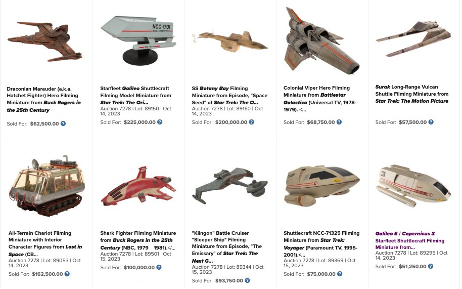 As a professional model maker for many science fiction films, Greg Jein's collection contained many important models from many important movies.