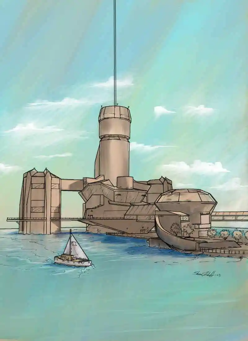 Artist's impression of the space elevator Earth station (Image: LiftPort)