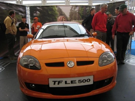 The new MG TF 2-seater sportscar, unveiled at Silverstone in the UK.