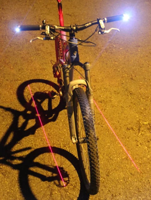 Lumma's laser lane markers performed as advertised, projecting lines onto the road on either side of the bike to create a sort of virtual bike lane