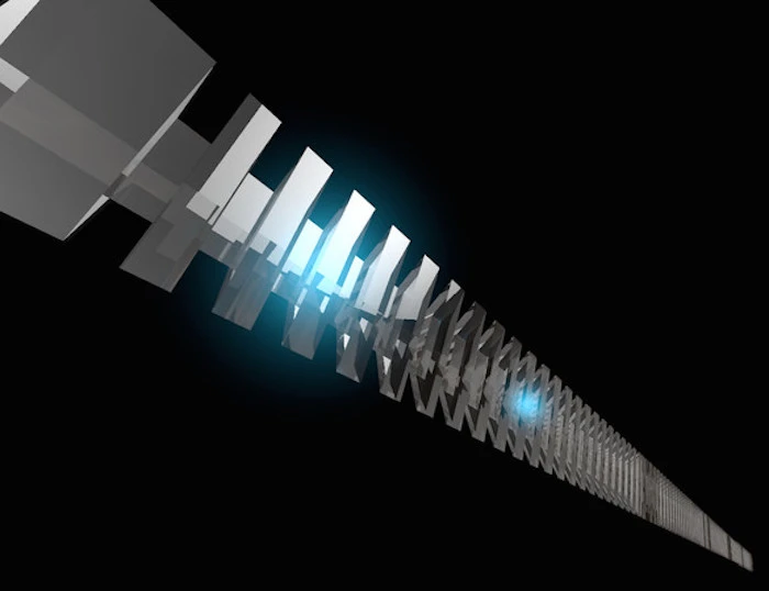 An artist's rendition of the optical quantum memory chip developed by scientists at Caltech