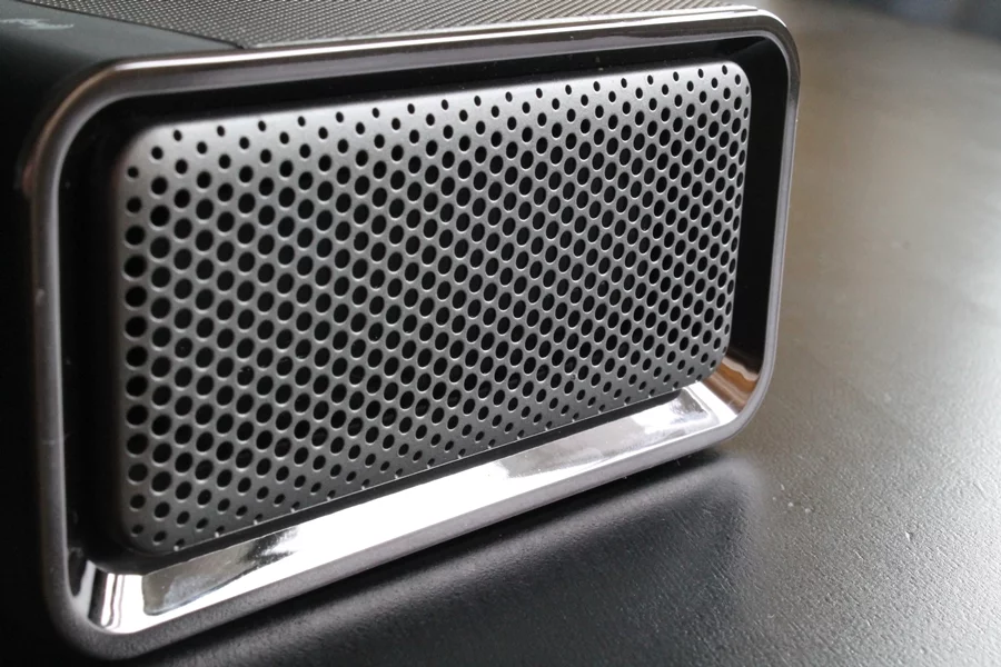 Grills on either side of the Sound Blaster Roar have larger perforations